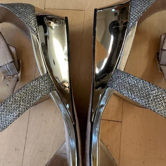 Jimmy Choo Chiara Glitter Demi-wedge Sandal, 37/7 GD1202 - Picture 3 of 10